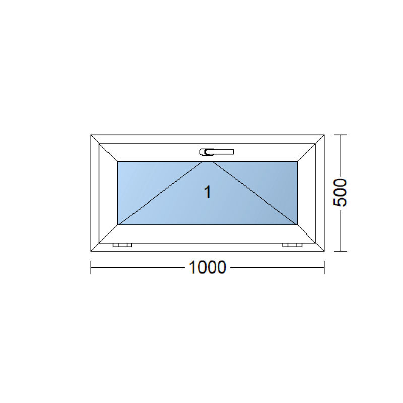 Kunststofffenster 100x50 cm (1000x500 mm) weiß Kipp