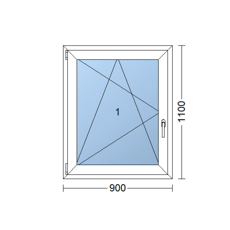 Kunststofffenster 90x110 cm (900x1100 mm) weiß Dreh