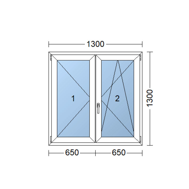 Kunststofffenster 130x130 cm (1300x1300 mm) weiß