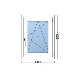 Kunststofffenster | 60 x 80 cm (600 x 800 mm) | weiß | Dreh-Kipp-Fenster | rechts 