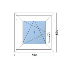 Kunststofffenster | 55x55 cm (550x550 mm) | weiß | Dreh-Kipp-Fenster | links 