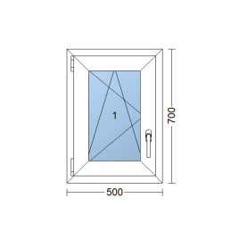 Kunststofffenster | 50x70 cm (500x700 mm) | weiß | Dreh-Kipp-Fenster | links 