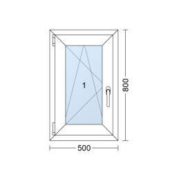 Kunststofffenster | 50x80 cm (500x800 mm) | weiß | Dreh-Kipp-Fenster | links 