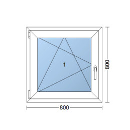 Kunststofffenster | 80x80 cm (800x800 mm) | weiß | Dreh-Kipp-Fenster | links