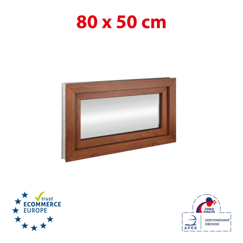 Kunststofffenster 80x50 cm (800x500mm) Kipp-Fenster Weiße / Goldene Eiche