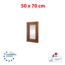 Kunststofffenster 50x70 cm (500x700mm) Dreh-Kipp-Fenster links Weiße / Goldene Eiche