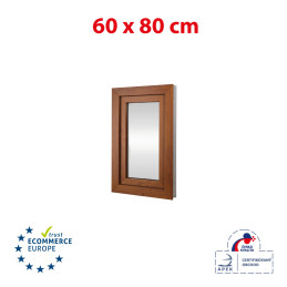 Kunststofffenster 60x80 cm (600x800mm) Dreh-Kipp-Fenster links Weiße / Goldene Eiche